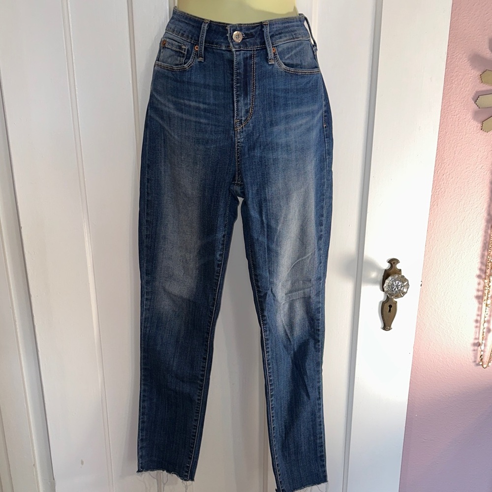 Denizen from Levi's High Rise Ankle‎ Slim Blue Unhemmed Skinny Jeans